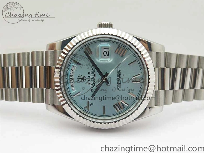 0501 WaterResistant Day Date 40 SS Bp Maker 1:1 Best Edition Tiffany Blue Roman Dial on SS Bracelet A 2549